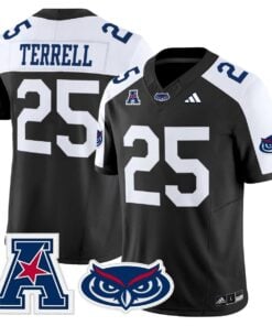 Xavier Terrell Jersey 25 Florida Atlantic Owls 2025 All Stitched Black Alter