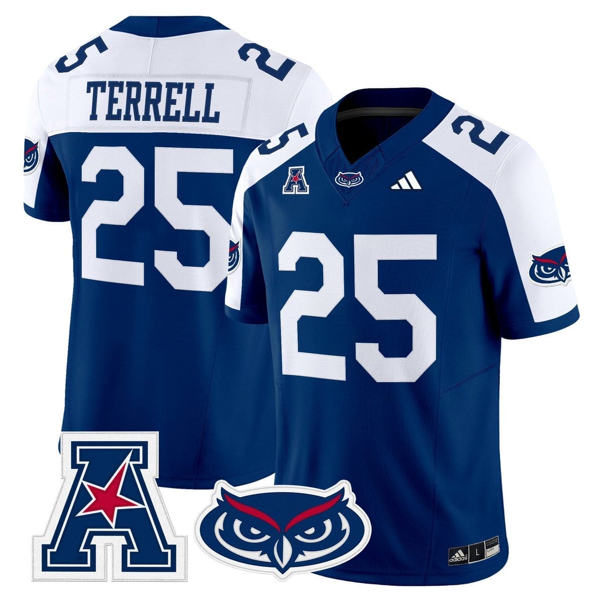Xavier Terrell Jersey #25 Florida Atlantic Owls 2025 All Stitched - Image 3