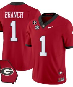 Zachariah Branch Jersey 1 Georgia Bulldogs 2025 Georgia Map Vince Dooley Stitched Red ad096122 8cdb 4658 9250 94843da77da8