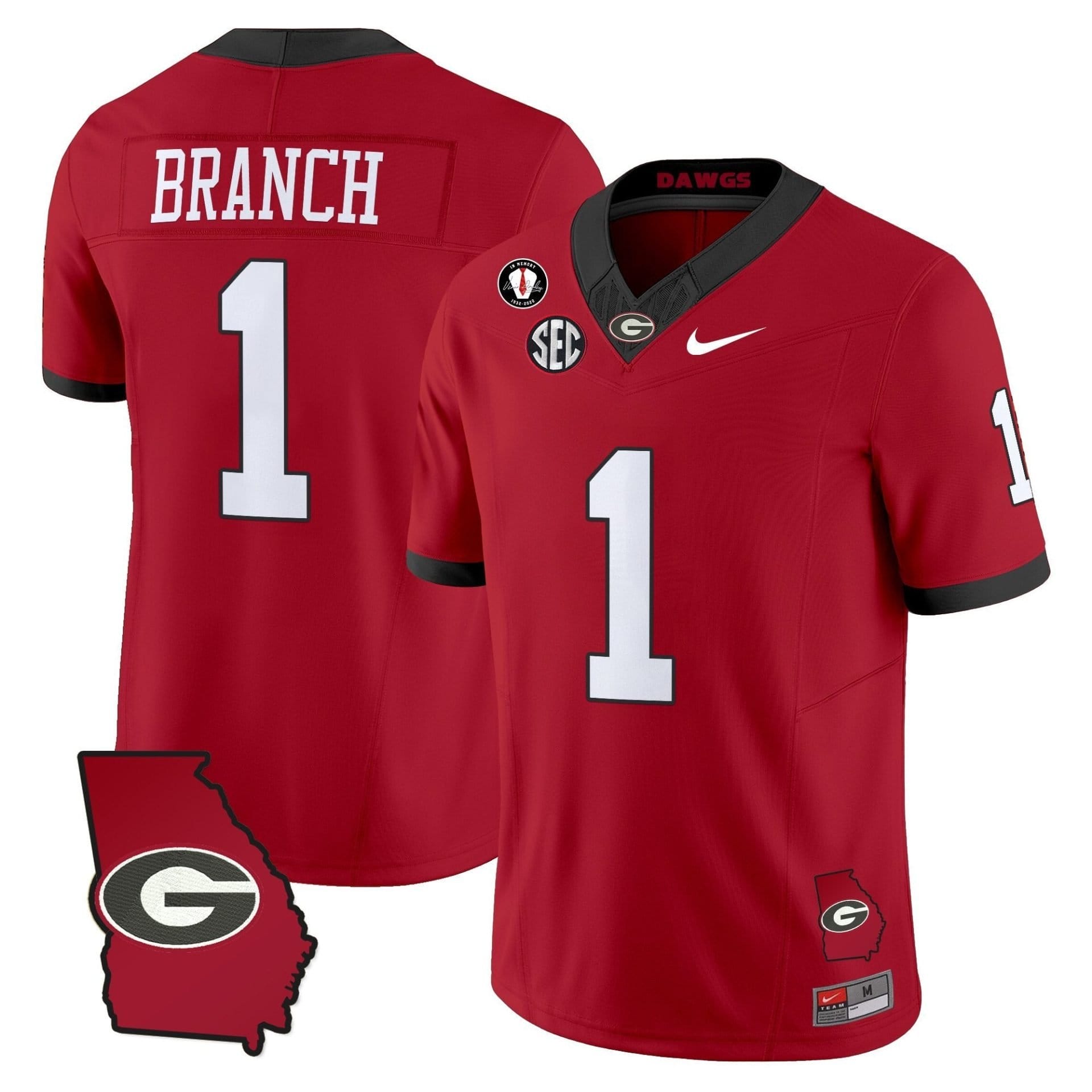 Zachariah Branch Jersey #1 Georgia Bulldogs 2025 Georgia Map, Vince Dooley Stitched - Image 4