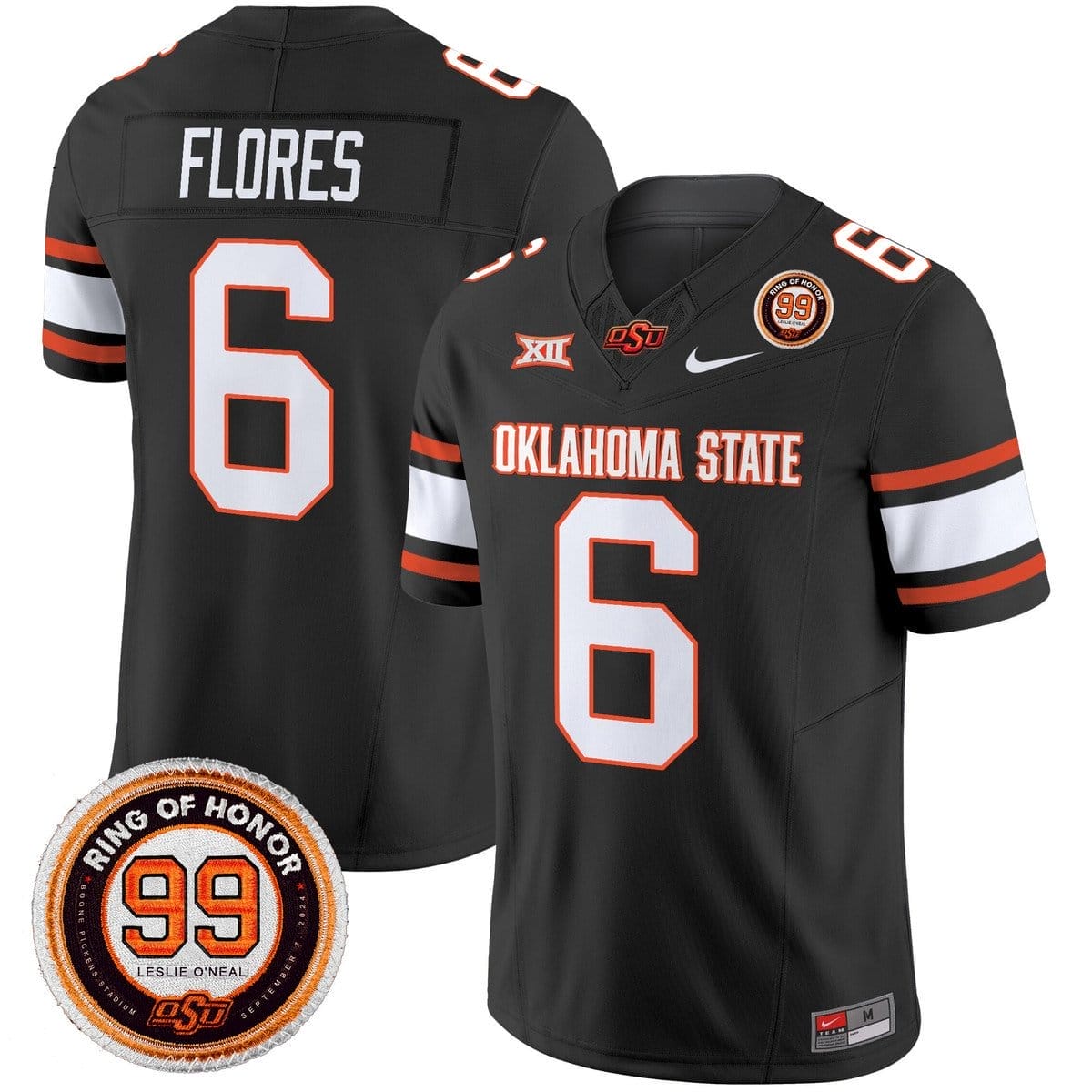 Zane Flores Jersey #6 Oklahoma State Cowboys 2025 Leslie O'neal Patch