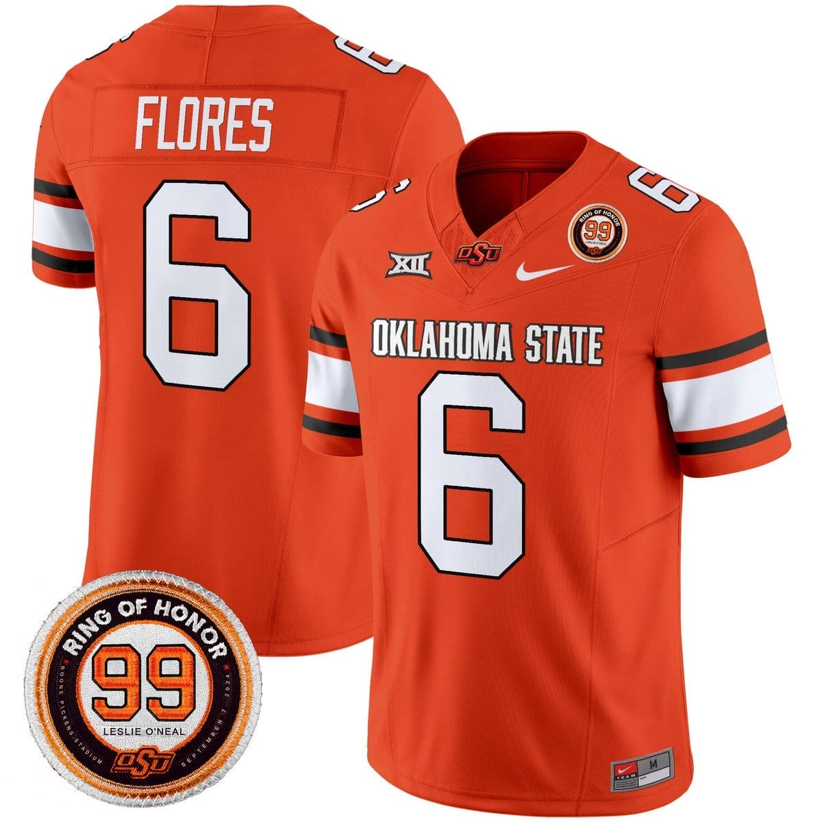 Zane Flores Jersey #6 Oklahoma State Cowboys 2025 Leslie O'neal Patch - Image 5
