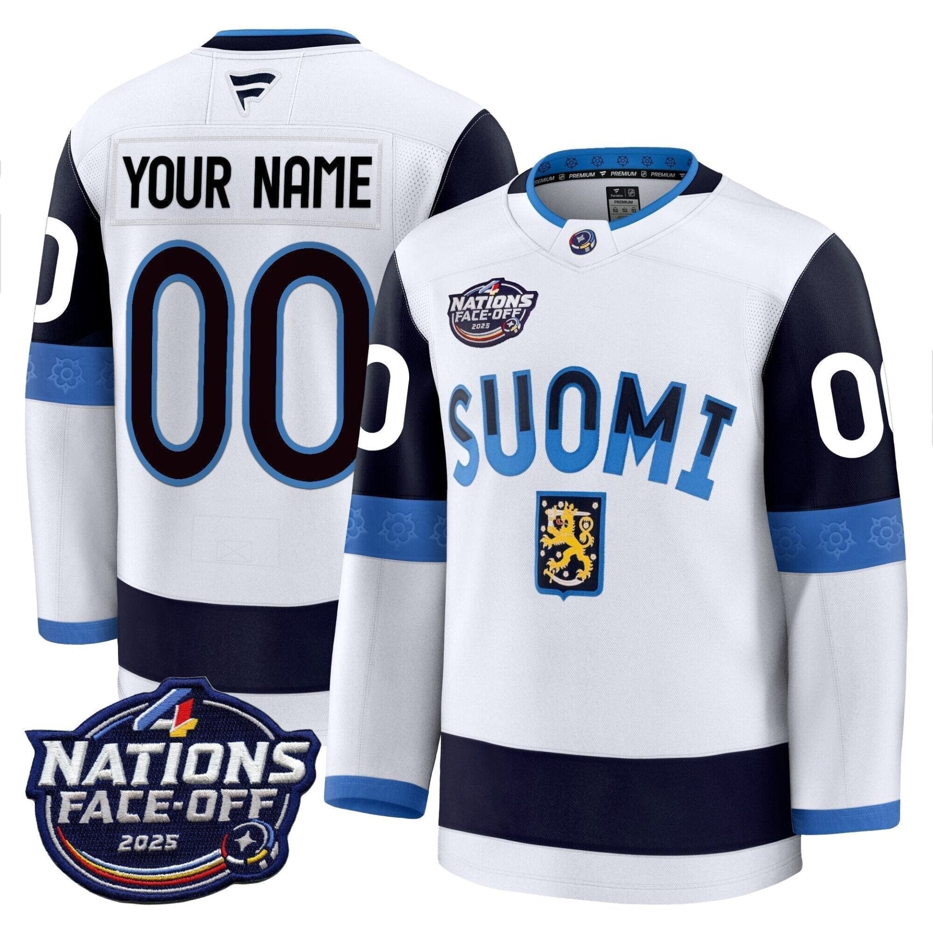 Finland 4 Nations Face-Off 2025 Premium Custom Jersey - All Stitched