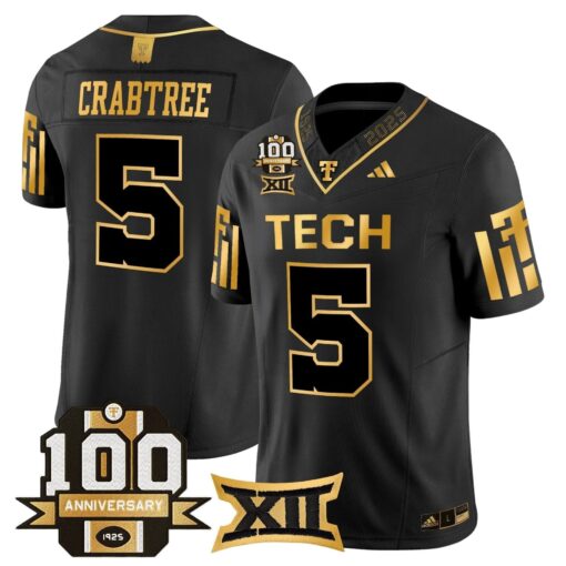 Texas Tech Red Raiders 2025 Gold Vapor Limited Jersey - 100th Anniversary Patch - All Stitched - Image 20