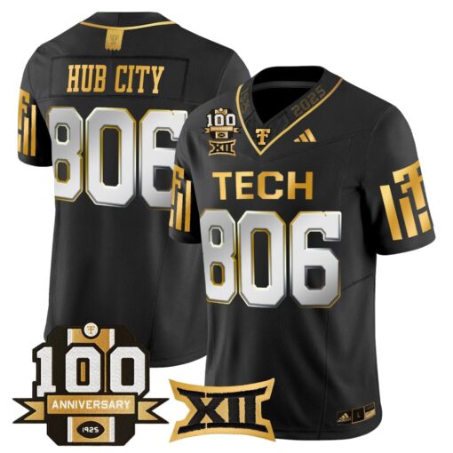 Texas Tech Red Raiders 2025 Gold Vapor Limited Jersey - 100th Anniversary Patch - All Stitched - Image 9