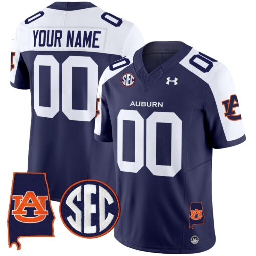 Custom Auburn Tigers Jersey Name, Number 2025 Alabama Patch Vapor Limited All Stitched