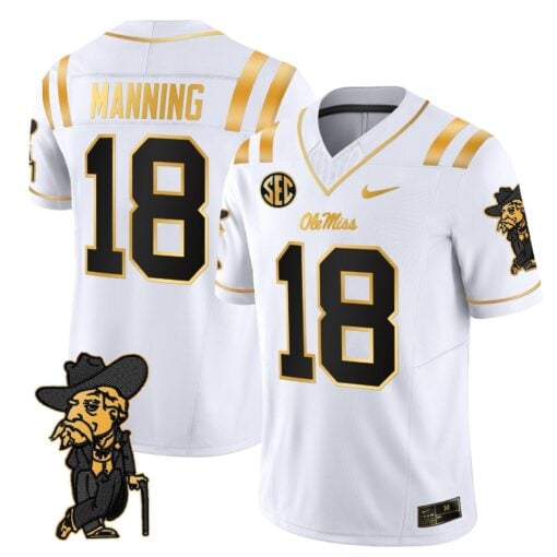 Men's Ole Miss Rebels 2025 Gold Vapor Limited Jersey - All Stitched - Image 21