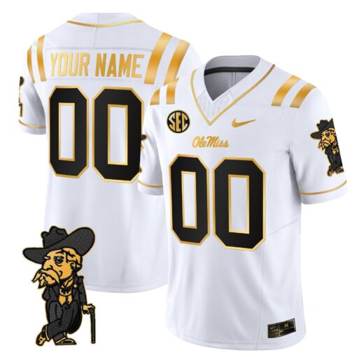 Ole Miss Rebels 2025 Gold Vapor Limited Custom Jersey - All Stitched - Image 2