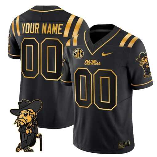 Ole Miss Rebels 2025 Gold Vapor Limited Custom Jersey - All Stitched