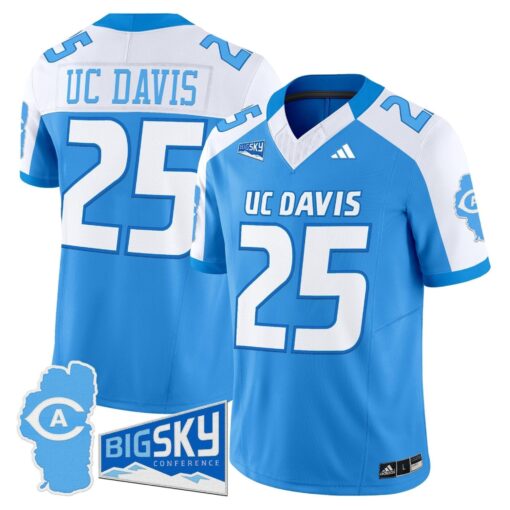 Men's UC Davis Aggies 2025 'Lake Tahoe Patch' Vapor Limited Jersey - All Stitched - Image 15