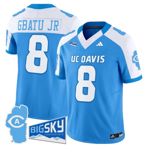 Men's UC Davis Aggies 2025 'Lake Tahoe Patch' Vapor Limited Jersey - All Stitched - Image 10