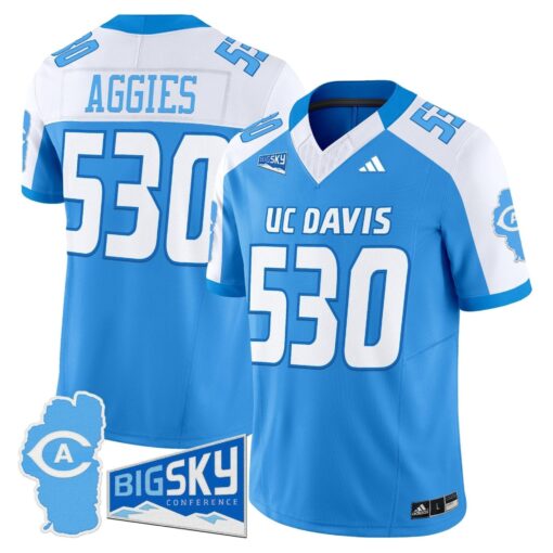 Men's UC Davis Aggies 2025 'Lake Tahoe Patch' Vapor Limited Jersey - All Stitched - Image 7