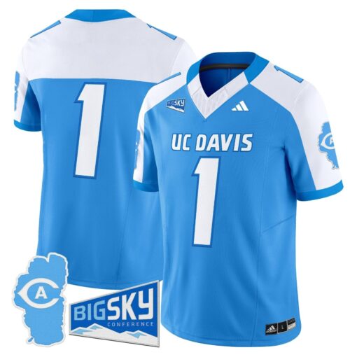 Men's UC Davis Aggies 2025 'Lake Tahoe Patch' Vapor Limited Jersey - All Stitched - Image 17