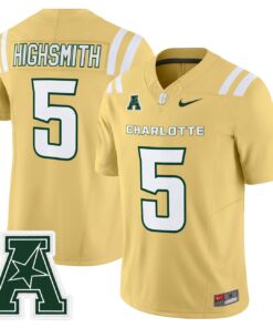 Alex Highsmith Jersey 5 Charlotte 49ers 2025 Vapor Limited Stitched Gold