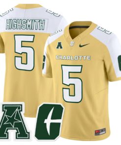 Alex Highsmith Jersey 5 Charlotte 49ers 2025 Vapor Limited Stitched Gold Alter b9dff452 7a85 409c 9d67 559a0d56de52