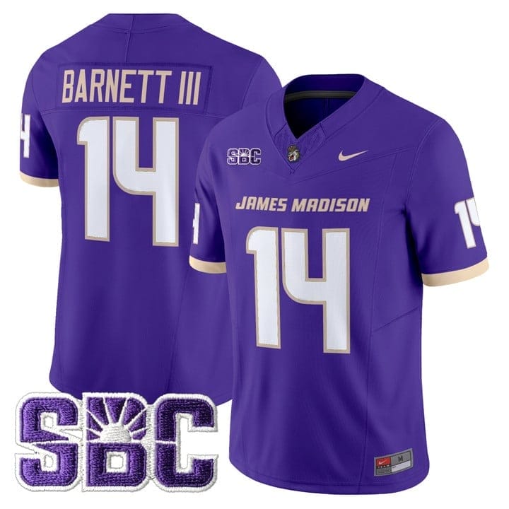 Alonza Barnett III Jersey #14 James Madison Dukes 2025 Vapor Limited Stitched - Image 4