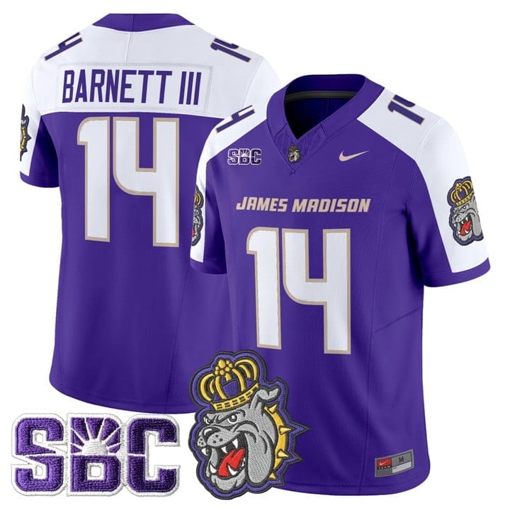 Alonza Barnett III Jersey #14 James Madison Dukes 2025 Vapor Limited Stitched - Image 3
