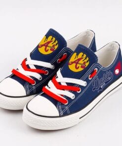 Atlanta Braves Limited Print MLB Students Low Top Canvas Shoes Sport Sneakers
