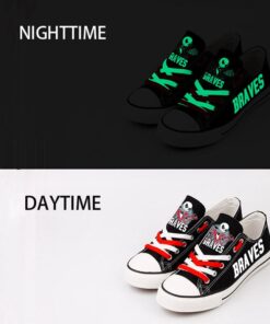 Atlanta Braves Limited Print MLB Students Low Top Canvas Shoes Sport Sneakers 1