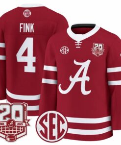 Austin Fink Jersey 4 Alabama Crimson 2025 26 20th Patch Stitched Crimson 42ad8569 bc18 4905 8561 cedc76941027