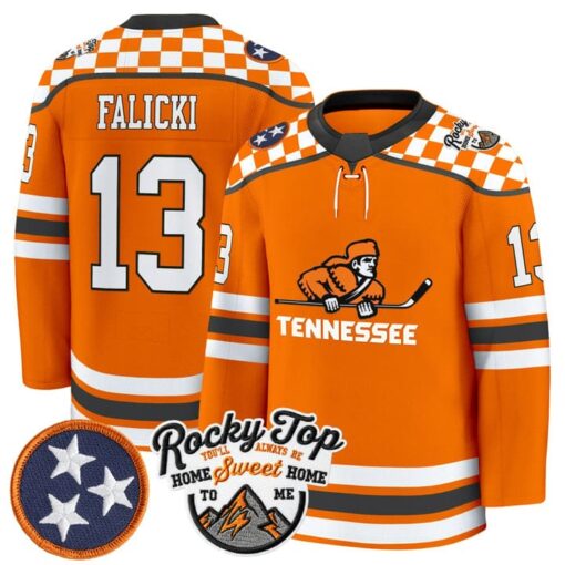 Ben Falicki Jersey #13 Tennessee Volunteers 2025-26 Hockey Premium Stitched - Image 3