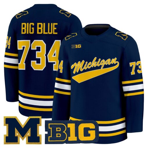 Big Blue Jersey #734 Michigan Wolverines 2025-26 Premium All Stitched - Image 2