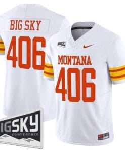 Big Sky Jersey 406 Montana Grizzlies 1995 Throwback Vapor Stitched White