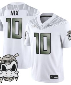 Bo Nix Jersey 10 Oregon Ducks 2025 Mummy Duck Vapor Limited Stitched White