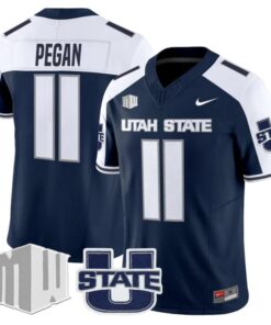 Braden Pegan Jersey #11 Utah State Aggies 2025 Vapor Limited Stitched Navy Alter