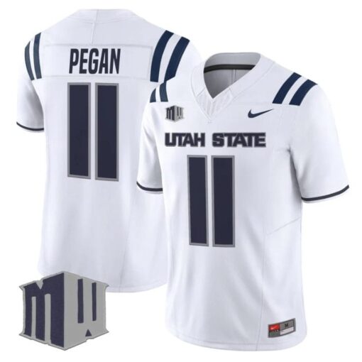 Braden Pegan Jersey #11 Utah State Aggies 2025 Vapor Limited Stitched White