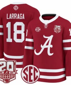 Brandon Larraga Jersey 18 Alabama Crimson 2025 26 20th Patch Stitched Crimson 8831b4c0 bd59 4cc2 aaa9 252444a7e7e8
