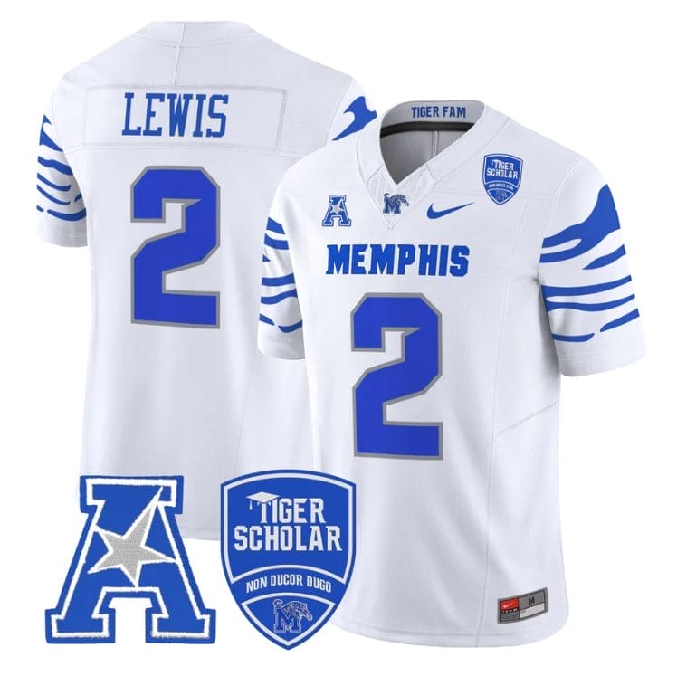 Brendon Lewis Jersey #2 Memphis Tigers 2025 Vapor Limited Stitched White