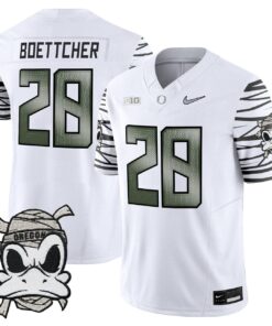 Bryce Boettcher Jersey 28 Oregon Ducks 2025 Mummy Duck Vapor Stitched White Limited