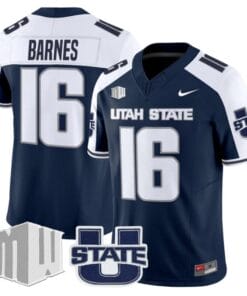 Bryson Barnes Jersey #16 Utah State Aggies 2025 Vapor Limited Stitched Navy Alter