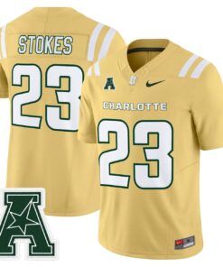 CJ Stokes Jersey 23 Charlotte 49ers 2025 Vapor Limited Stitched Gold ade23c26 b385 4e4a a59c a6412334b849