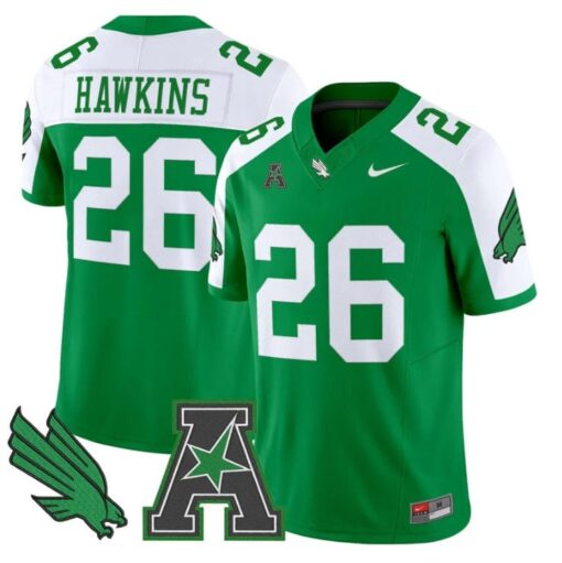 Caleb Hawkins Jersey #26 North Texas Mean Green 2025 Vapor Stitched Green Alter