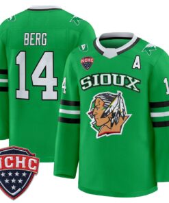 Cameron Berg Jersey 14 North Dakota Fighting Hawks 2025 26 Stitched Green Limited