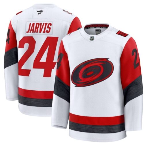 Carolina Hurricanes #24 Seth Jarvis Jersey Away Premium Stitched White