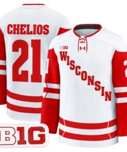 Chris Chelios Jersey 21 Wisconsin Badgers 2025 26 Premium Stitched White