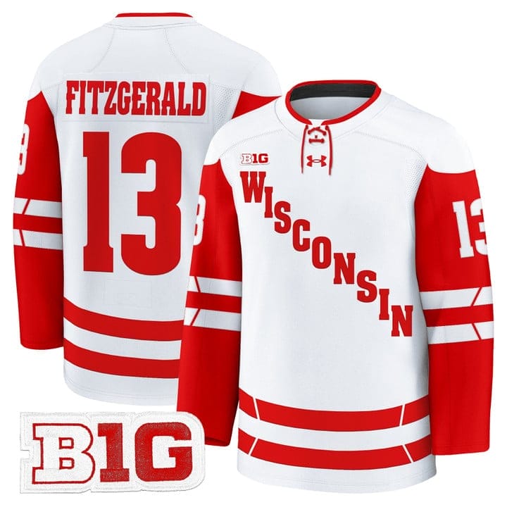 Christian Fitzgerald Jersey #13 Wisconsin Badgers 2025-26 Premium Stitched - Image 2