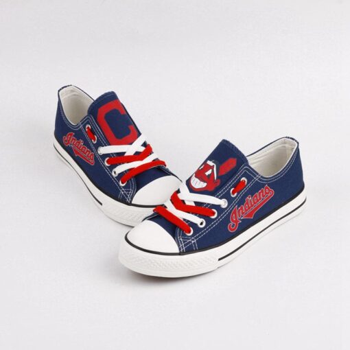 Cleveland Indians Limited Print Low Top Canvas Shoes Sport Sneakers For Men Women Fans - Image 2