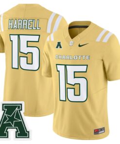 Conner Harrell Jersey 15 Charlotte 49ers 2025 Vapor Limited Stitched Gold