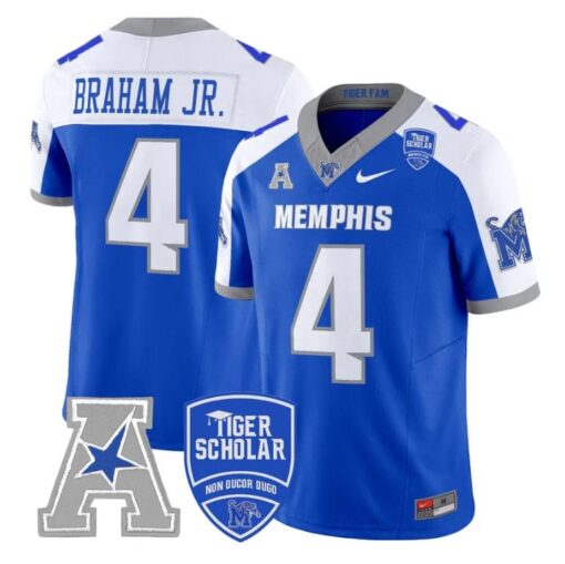 Cortez Braham Jr Jersey #4 Memphis Tigers 2025 Vapor Limited Stitched Royal Alter