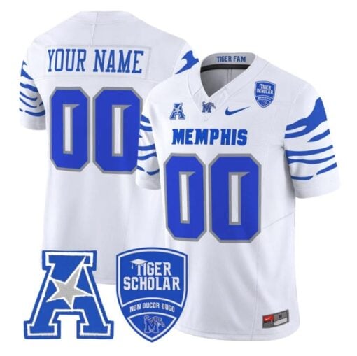 Custom Memphis Tigers Jersey Name, Number 2025 Vapor Limited Stitched White