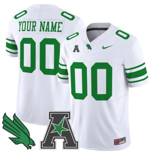 Custom North Texas Mean Green Jersey 2025 Vapor Limited Stitched White