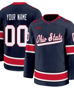 Custom Ohio State Hockey Jersey Name and Number All Stitched Navy