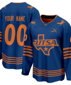 Custom UTSA Hockey Jersey Name and Number All Stitched Navy