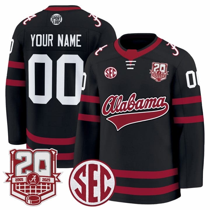 Custom Alabama Crimson Jersey 2025-26 Premium 20th Anniversary Patch Stitched