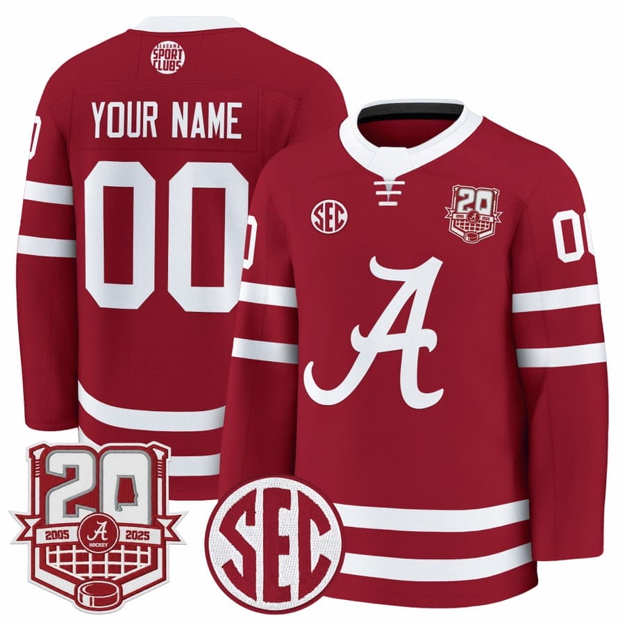 Custom Alabama Crimson Jersey 2025-26 Premium 20th Anniversary Patch Stitched - Image 3