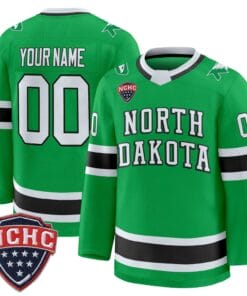 Custom North Dakota Fighting Hawks Jersey 2025 26 Premium Stitched Green